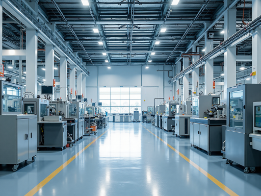 公司厂区全景，现代化厂房建筑，绿化环境优美，标识清晰